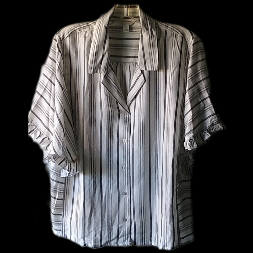 Cato Pinstripe Button Down Top XL